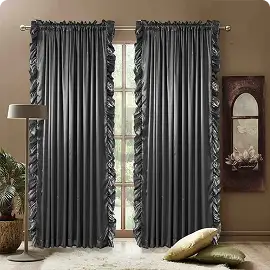 Dark grey pleated blackout curtains