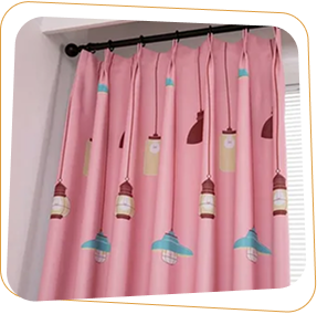 Pink cartoon kids curtains