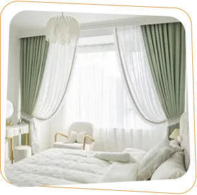 Green white sheer curtains Dubai