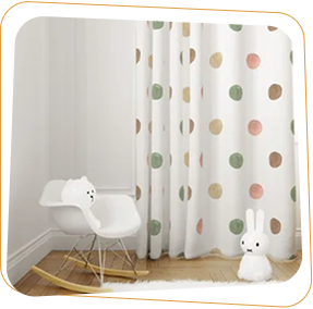 Polka dot kids room curtains
