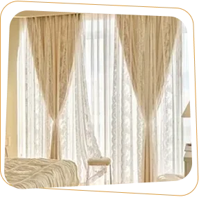 Golden sheer curtains bedroom