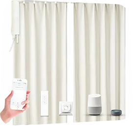 White motorized curtains switch