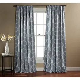Blue geometric curtains