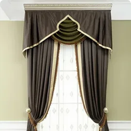 Brown gold valance curtains