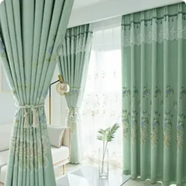 Mint green curtains