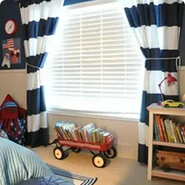 Navy striped curtains