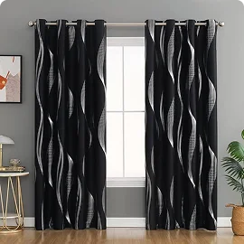 Black wavy pattern curtains