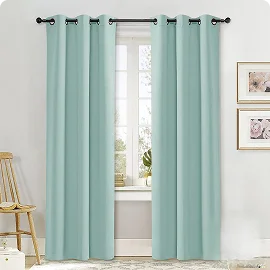 Mint green wave curtains
