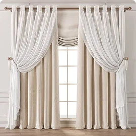 Beige layered wave curtains